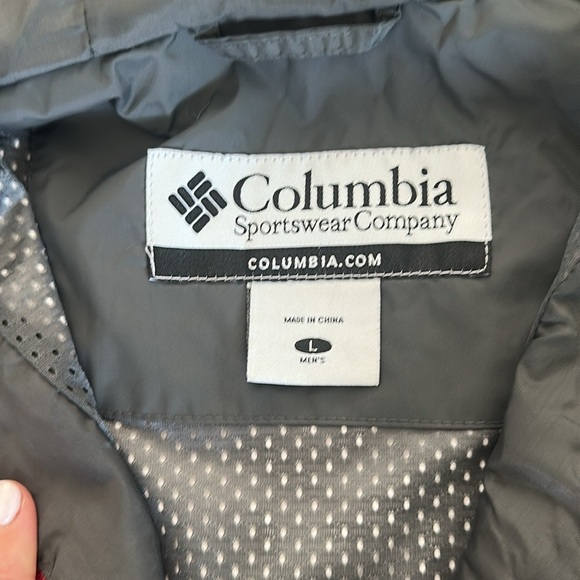 Columbia Red & Gray Rain Jacket Wind Breaker Full Zip Hooded Men’s Large - Picture 8 of 10